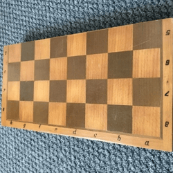 Large 45 cm wooden Soviet chess board only, Big chess box 5 cm square, Ukraine Lviv vintage folding chessboard USSR