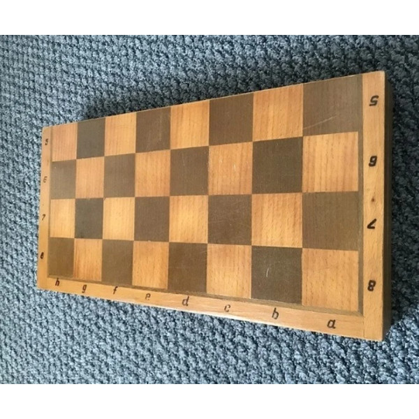 large wooden soviet folding chess board 45 cm