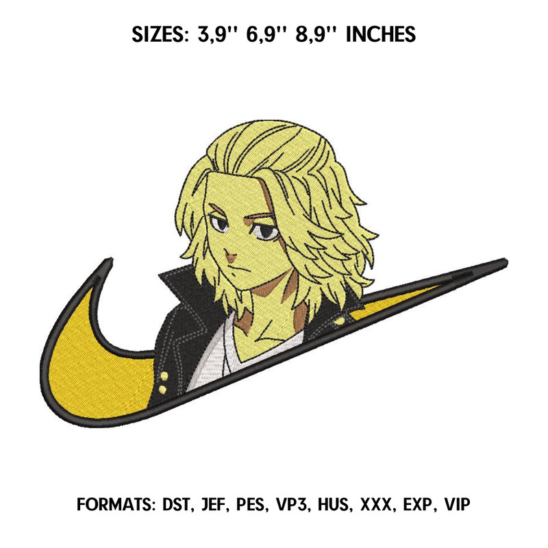 Mikey Embroidery Design File/ Tokyo Revengers Anime Embroidery Design/ Machine  Design Pes Dst. Nike Manjiro embroidery
