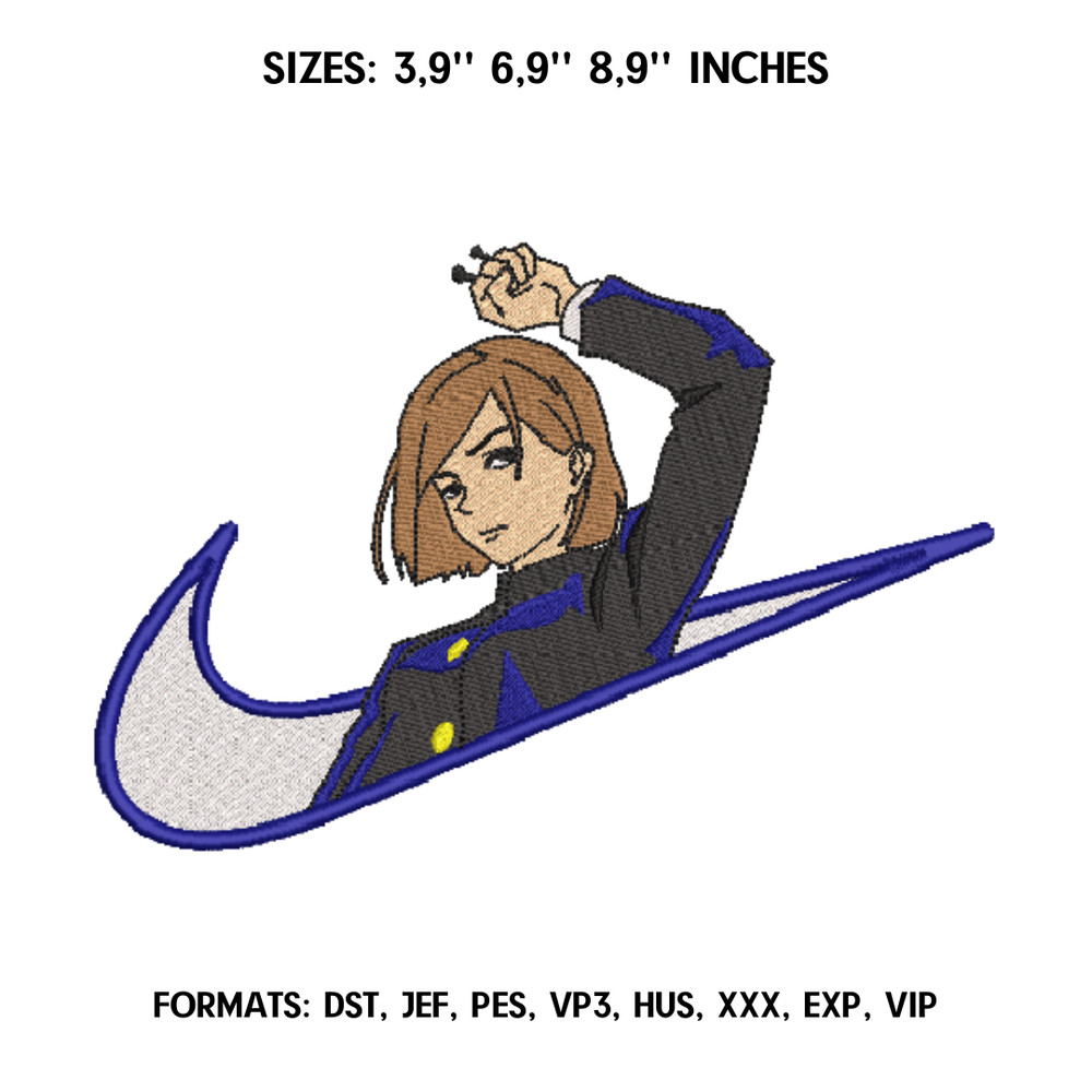 Kugisaki Nobara Embroidery Design File/ Jujutsu Kaisen Anime Embroidery Design/ Machine  Design Pes Dst. Nike embroidery