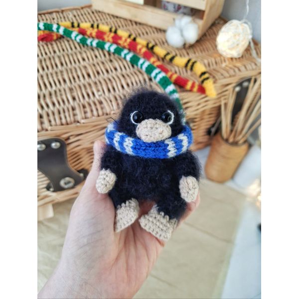 Stuffed Baby Niffler toy in scarf