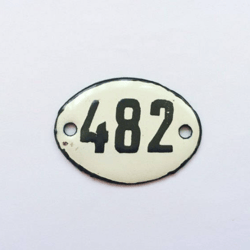 enamel metal address number sign 482 vintage apartment door plate