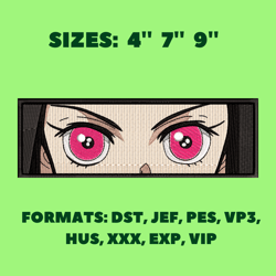 Nezuko eyes embroidery design, anime eyes embroidery, anime pes design, machine embroidery pattern, anime