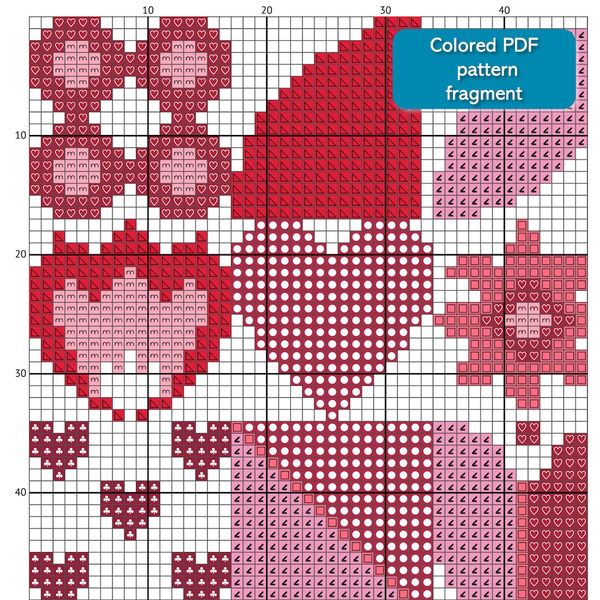 3 Saint Valentine Heart inside Boho style red pink colors abstract modern style cross stitch digital printable pattern for home decor and gift.jpg