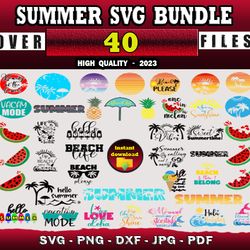 40 SUMMER SVG BUNDLE - SVG, PNG, DXF, EPS, PDF Files For Print And Cricut
