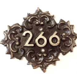 Address cast iron number plaque 266 - old fashioned door number plate