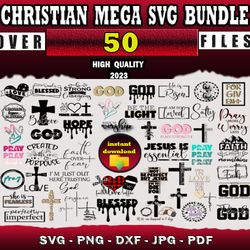 50 CHRISTIAN SVG BUNDLE - SVG, PNG, DXF, EPS, PDF Files For Print And Cricut