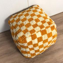 moroccan checkered pouf square design in so amazing colors handmade from natural wool
