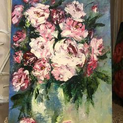 Roses bouquet Oil Painting Original Art handmade