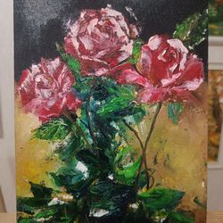 Roses Original Painting Floral Art handmade