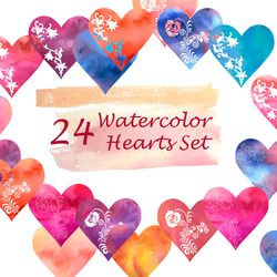 watercolor hearts collection