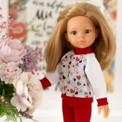 Valentine's Day sweatshirt for dolls Paola Reina, Siblies Ruby Red, Little Darling, Minouche, 13 inch doll clothes
