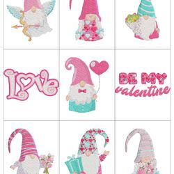 Collection Valentine's Day Gnomes Embroidery Machine Designs