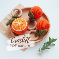 Orange Baby Rattle Crochet Pattern - Newborn Soft Toy Instruction PDF - Easy Tutorial for Beginners