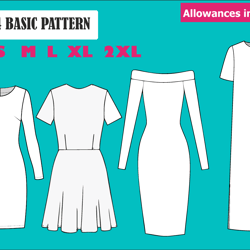 Basic  Dress pattern pdf  sewing pattern Instant Download XS S M L 2XL