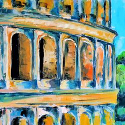 Colosseum Painting Original Art Italian Landscape Coliseum Wall Art Original Oil Painting Canvas Art Italy Cityscape