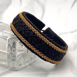 Sami leather bracelet for men and women. Scandinavian celtic jewelry. Viking jewelry for men. Wrap leather bracelet
