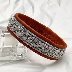 Men's leather bracelet in Scandinavian style. Sami bracelet for men and women. Genuine leather bracelet. Viking jewelry