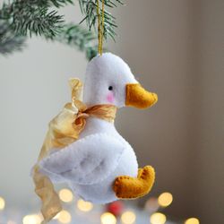 Felt Goose ornament, Hand sewing Easter decoration