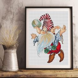 Flying gnome cross stitch pattern PDF, funny gnome, gnome embroidery, funny cross stitch, counted cross stitch chart
