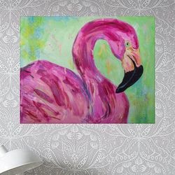 Flamingo Original Painting Bird Artwork Acrilic Wall Art