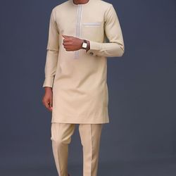 african men clothing, 2pics men sets, cotton fabric, different sizes and colors, men wesrs, all occassion, wedding suit