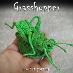 Grasshopper crochet pattern, toy crochet pattern, brooch pattern, amigurumi pattern, crochet DIY, crochet tutorial