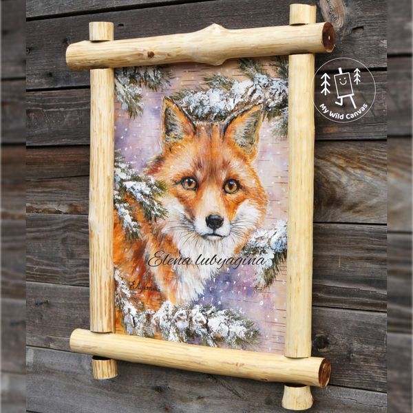 Fox Painting on Birch Bark, Rustic Decor by MyWildCanvas-2.jpg