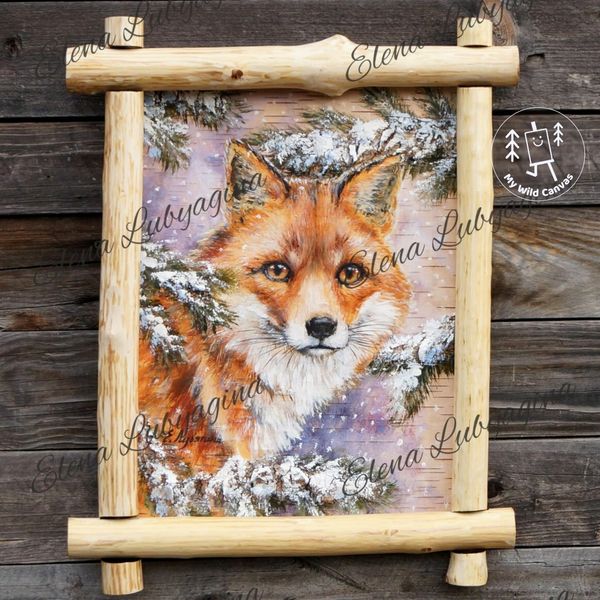 Fox Painting on Birch Bark, Rustic Decor by MyWildCanvas-5.jpg