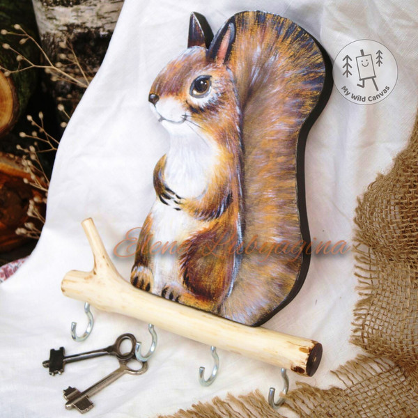 Unique Squirrel Key Holder for Wall by MyWildCanvas-1.jpg