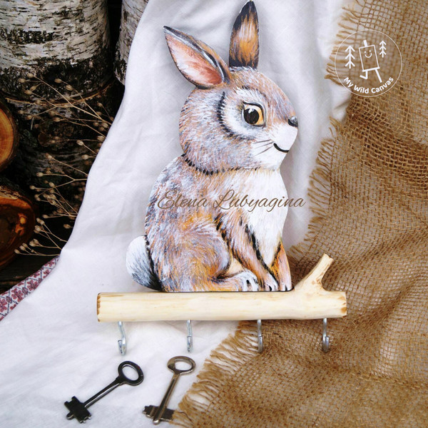 Cute Bunny, Unique Key Holder for Wall by MyWildCanvas-5.jpg