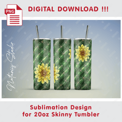 Cactus Seamless sublimation pattern - 20oz SKINNY TUMBLER - Full tumbler wrap