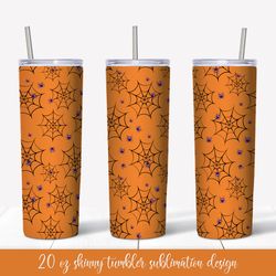Halloween Skinny Tumbler Sublimation Wrap. Web and spiders