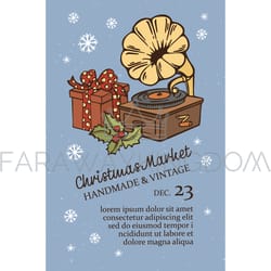 handmade christmas gramophone vinyl market banner vector