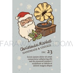 handmade vintage christmas gramophone market retro poster