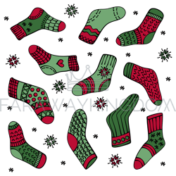 handrawn sock set new year cartoon vector illustration set