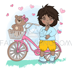 happy childhood valentine day holiday vector illustration set