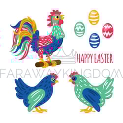 happy easter cock holy holiday rooster vector illustration