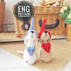 Amigurumi Mouse crochet pattern. Amigurumi mini mouse and heart crochet pattern Valentines gift