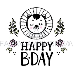happy lion baby birthday cartoon clip art vector illustration set