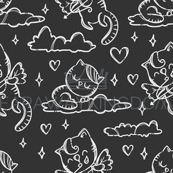 HAPPY VALENTINES DAY Cat Seamless Pattern Vector Illustration