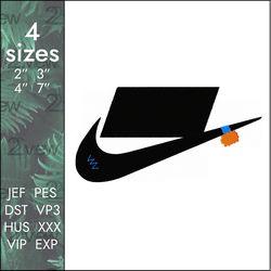 Nike Embroidery Design, Off-White Zip-tie swoosh logo, 4 sizes