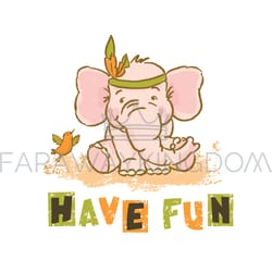 have fun cartoon elephant animal vector illustration card