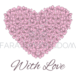 heart wedding floral flowers love vector illustration set