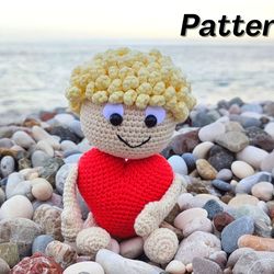 Amigurumi Cupid Crochet Pattern, Boy heart pattern