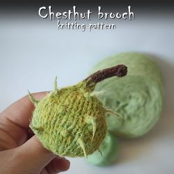 Chestnut brooch knitting pattern, toy knitting pattern, amigurumi knitting DIY, knitting tutorial, how to knit badge