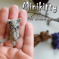 MIni kitty crochet pattern, brooch crochet pattern, amigurumi toy pattern, crochet cat pattern, tutorial, how to crochet