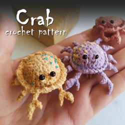 Crab crochet pattern, brooch crochet pattern, amigurumi toy pattern, crochet DIY, crochet tutorial, how to crochet guide