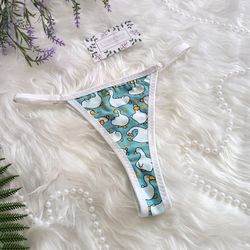 Women's cotton printed thongs & strings on regulators "Gesse"| Handmade lingerie to order