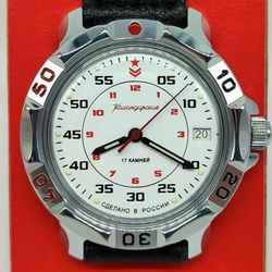 Vostok Komandirskie 2414 Red White 811171 Brand new Men's mechanical watch